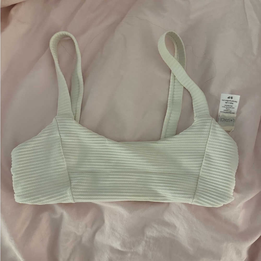 L*Space Cream Ribbed Bralette